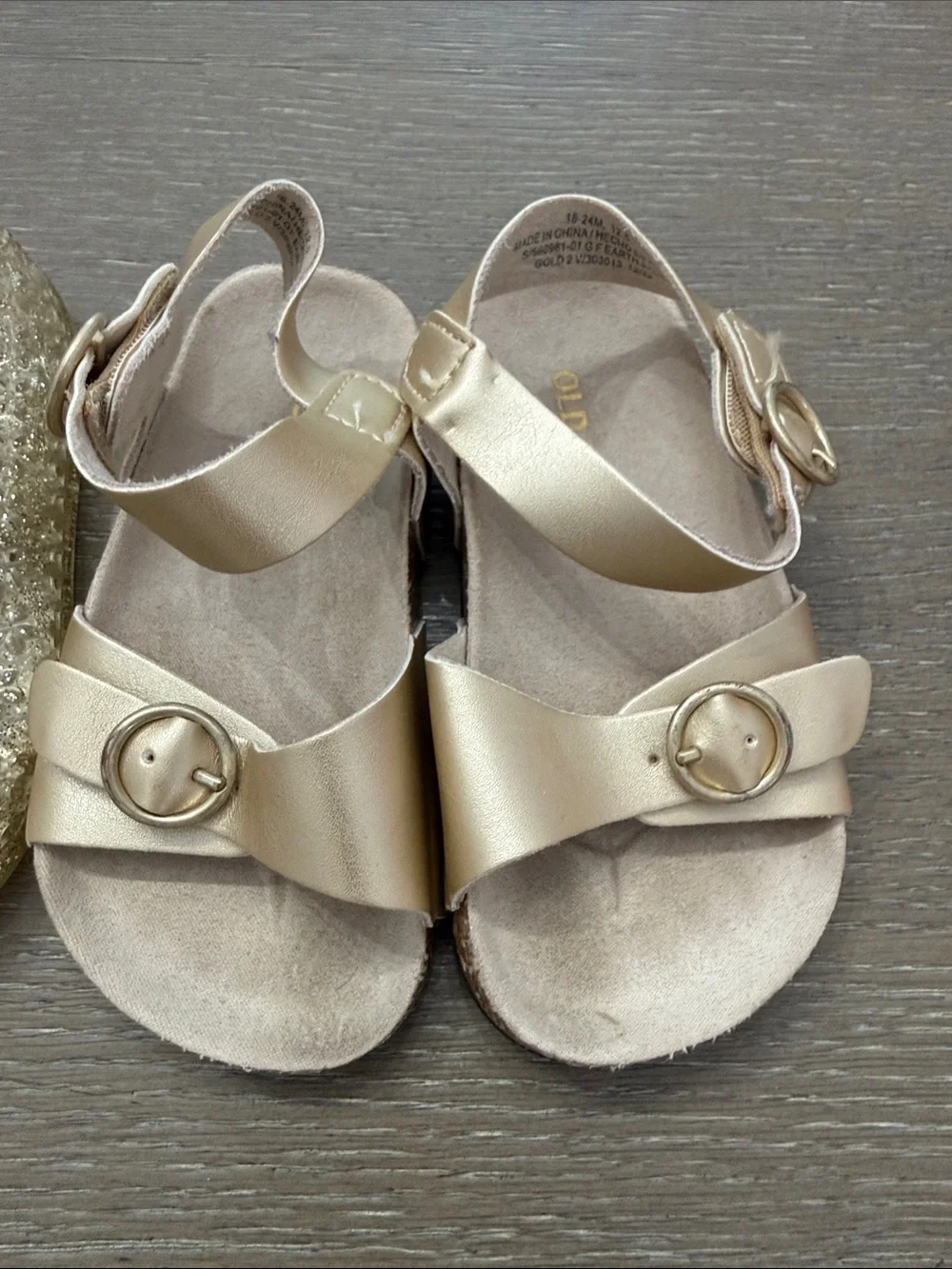 2 pairs of Old Navy Shoes - Gold Glitter Jelly and Metallic Gold Sandals